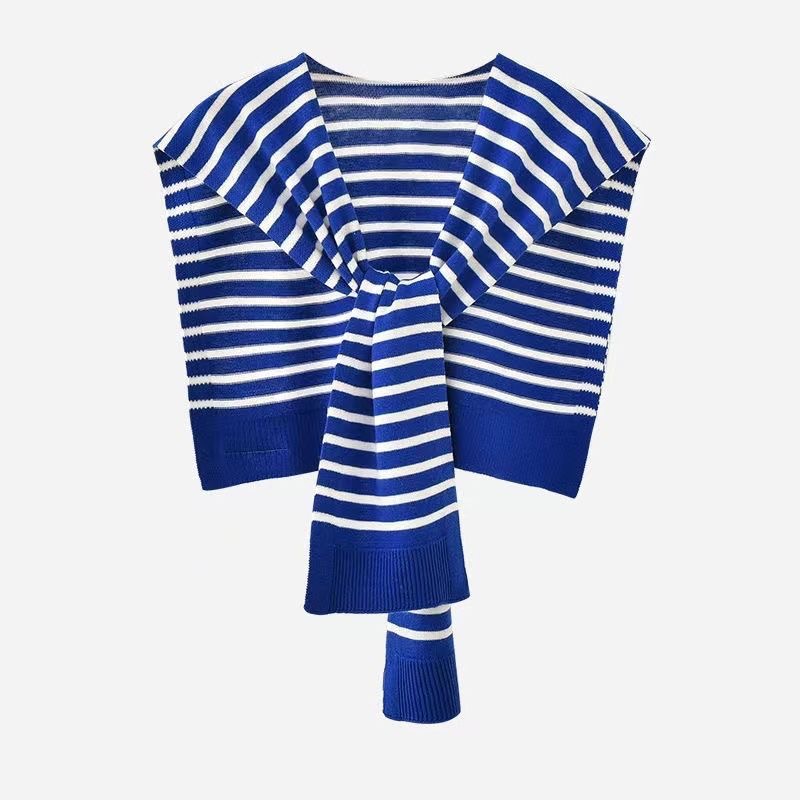 Women's Striped Knit Cardigan Wrap - Versatile Knotted Scarf Cape Fashion Shawl