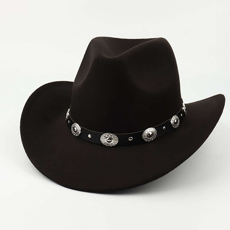 Women's Western Cowboy Hat - Studded Pinched Crown Fedora with Adjustable Buckle Belt, Wide Brim Sun Hat for Cowgirl, Rodeo, Country Music & Outdoor Fashion