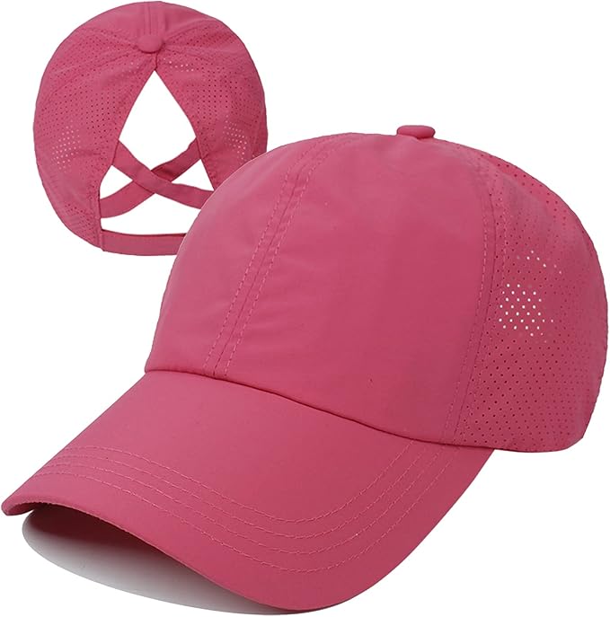 Womens Criss Cross Ponytail Baseball Cap Adjustable High Messy Bun Ponycap Quick Drying Hat