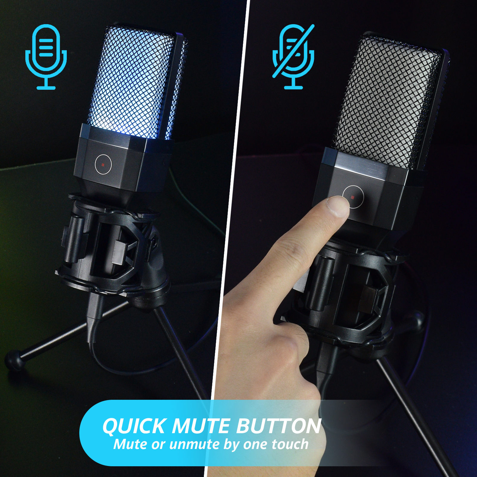 USB Gaming Microphone , X1S RGB Microphone for PC Computer