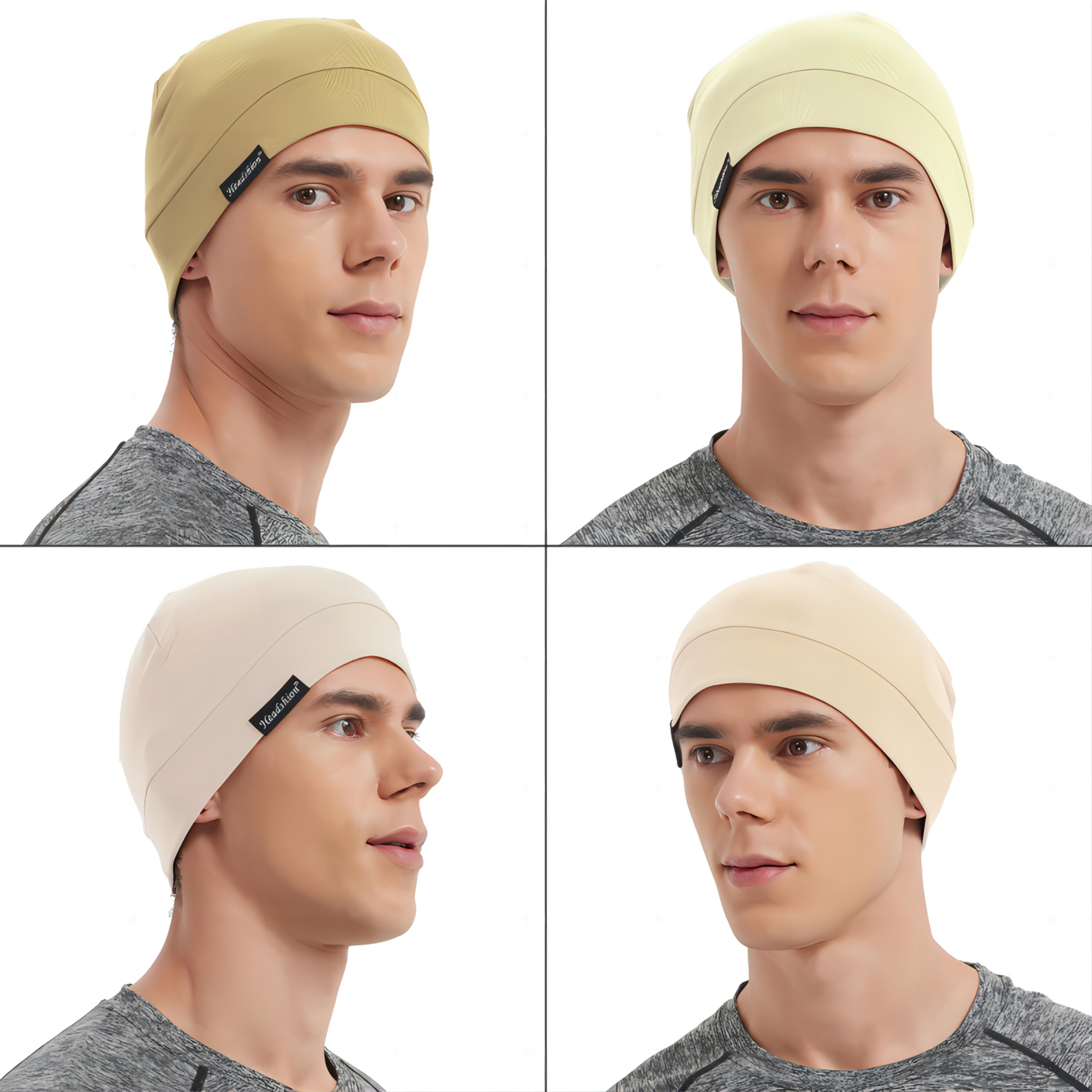 Headshion Cotton Beanie Skull Cap, 4 Pack Double Layered Sleep Hat