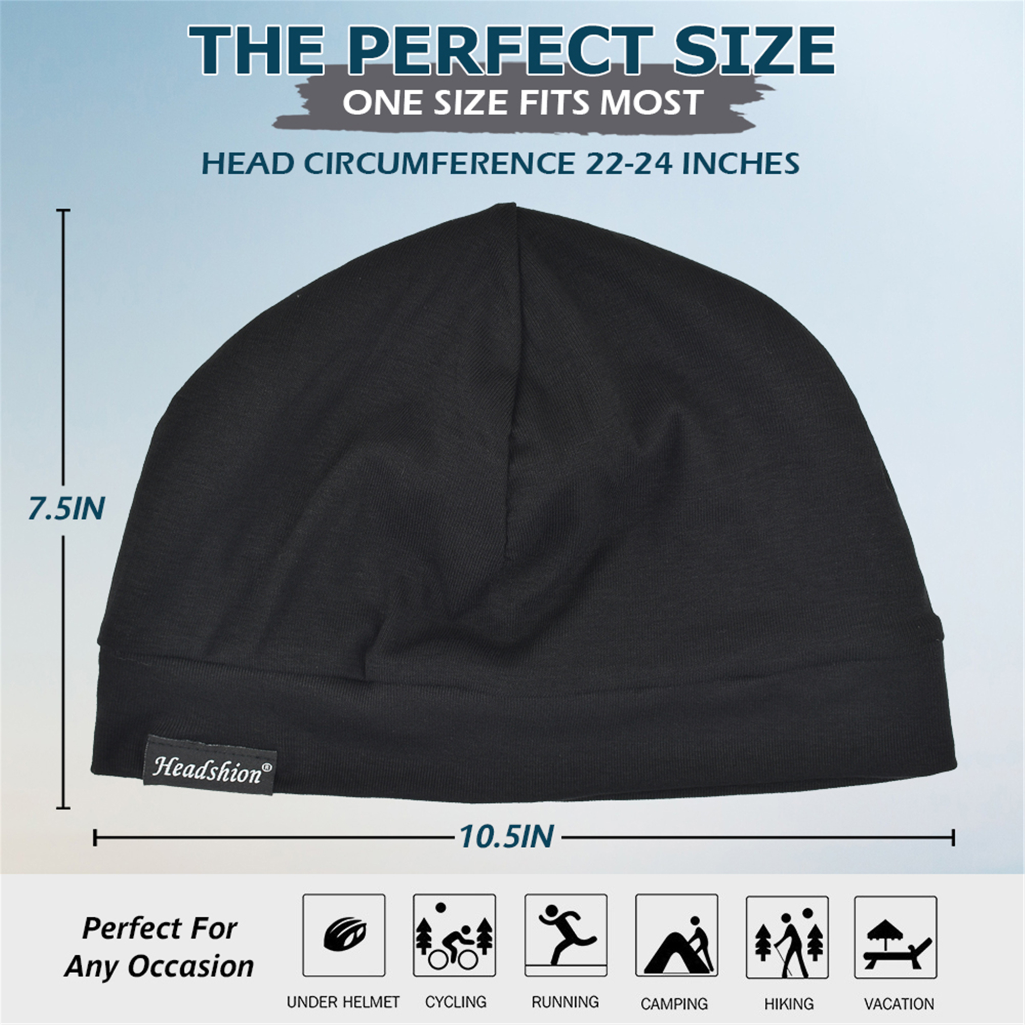 Headshion Cotton Beanie Skull Cap, 4 Pack Double Layered Sleep Hat