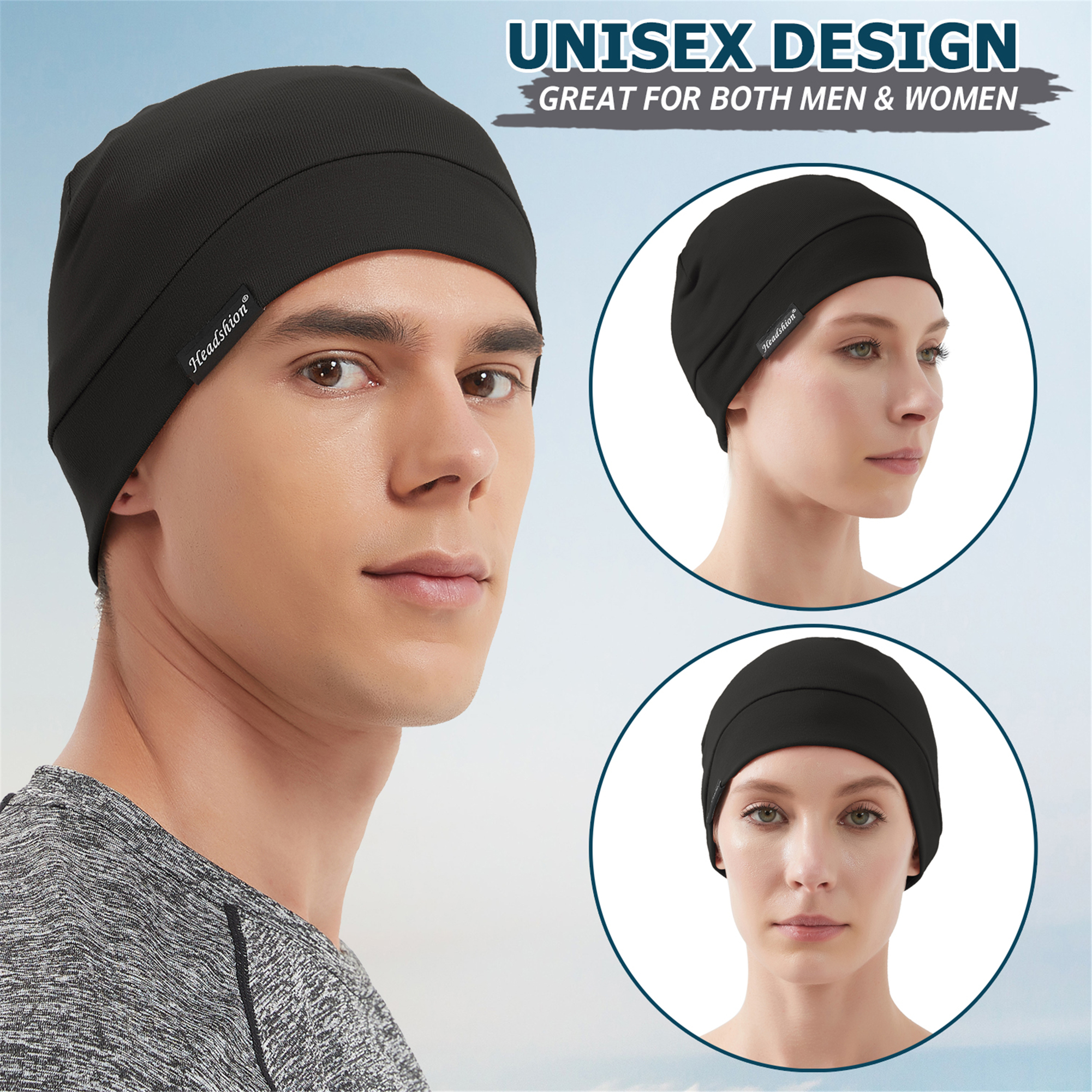 Headshion Cotton Beanie Skull Cap, 4 Pack Double Layered Sleep Hat