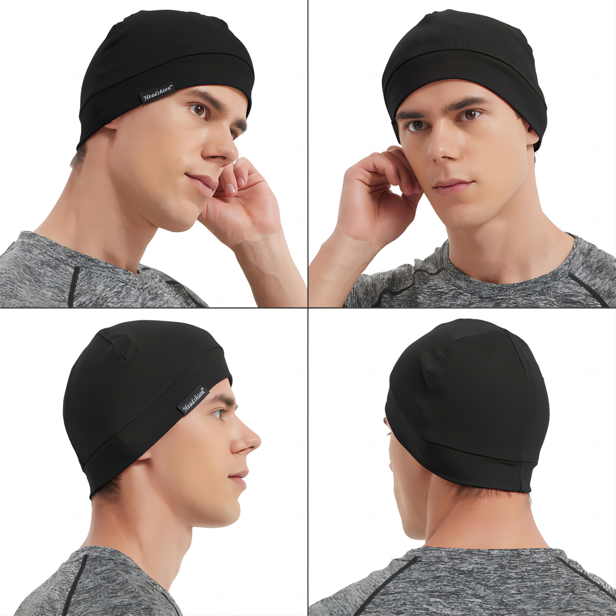 Headshion Cotton Beanie Skull Cap, 4 Pack Double Layered Sleep Hat