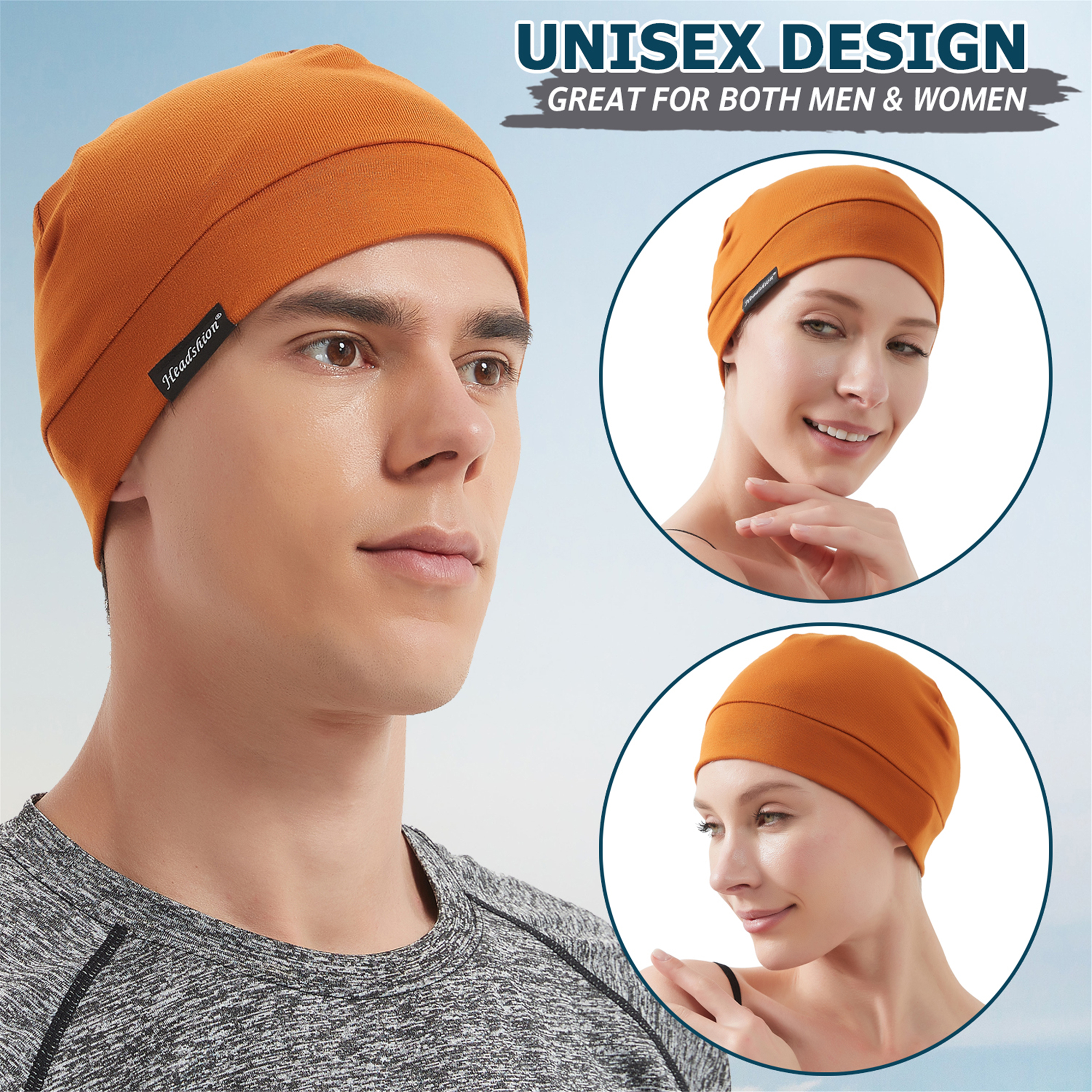 Headshion Cotton Beanie Skull Cap, 4 Pack Double Layered Sleep Hat