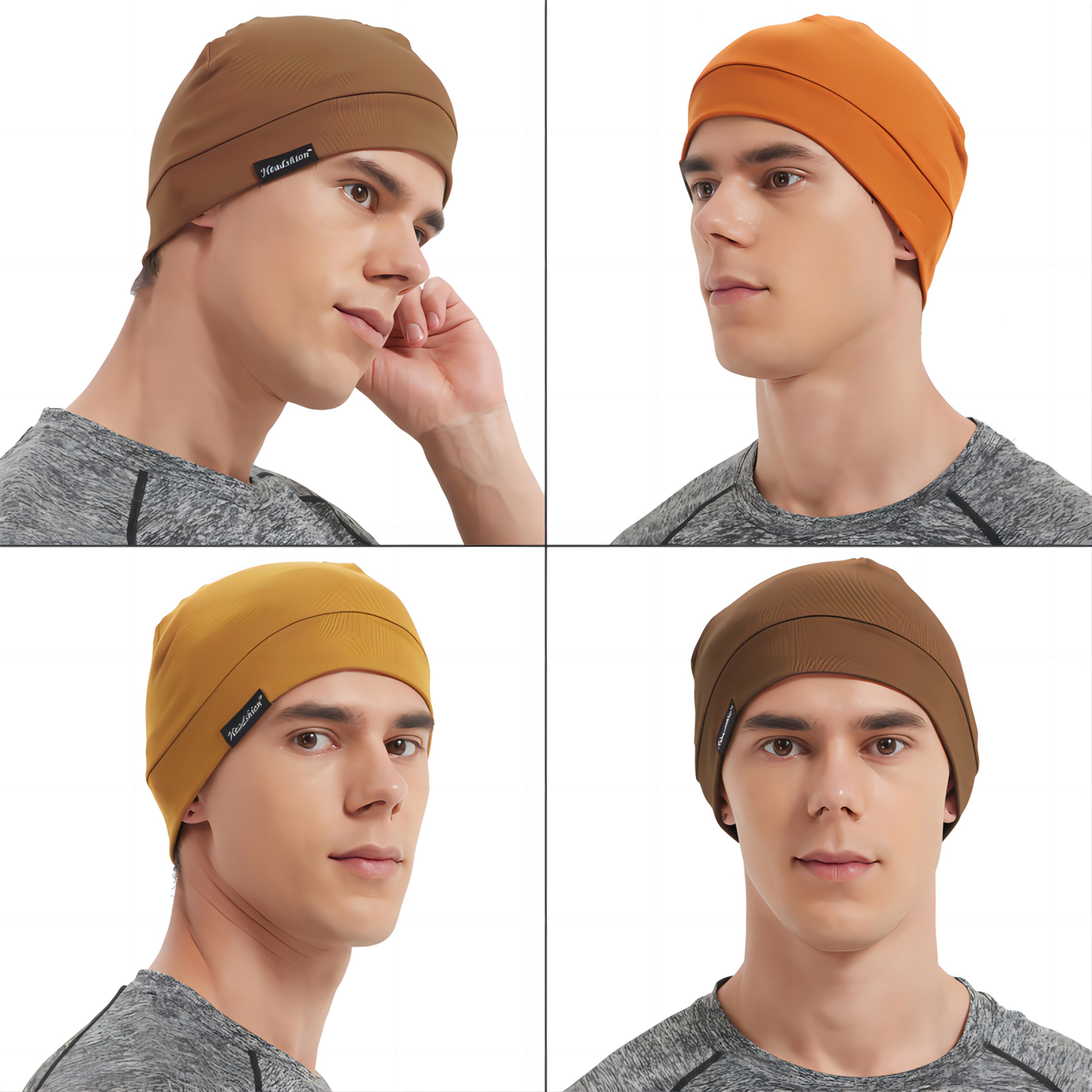 Headshion Cotton Beanie Skull Cap, 4 Pack Double Layered Sleep Hat