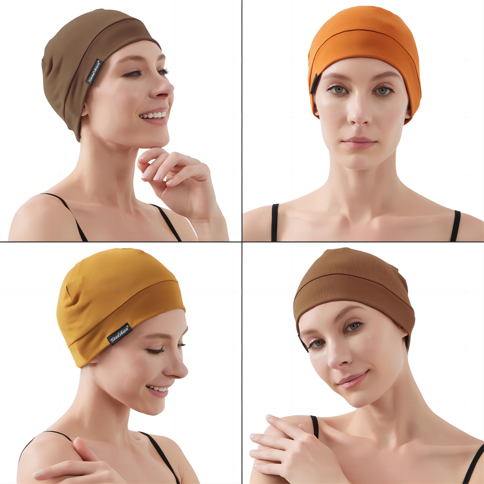 Headshion Cotton Beanie Skull Cap, 4 Pack Double Layered Sleep Hat