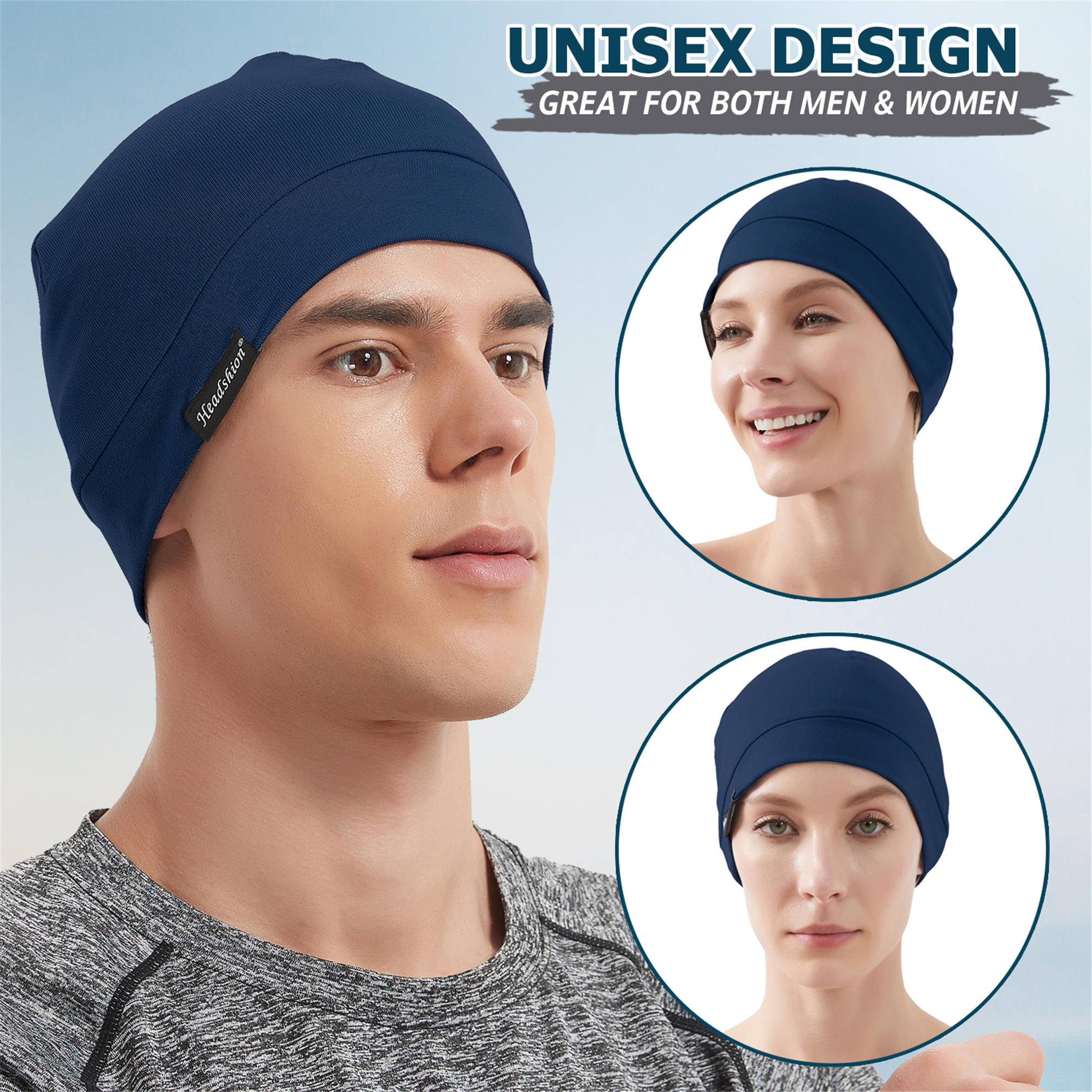 Headshion Cotton Beanie Skull Cap, 4 Pack Double Layered Sleep Hat