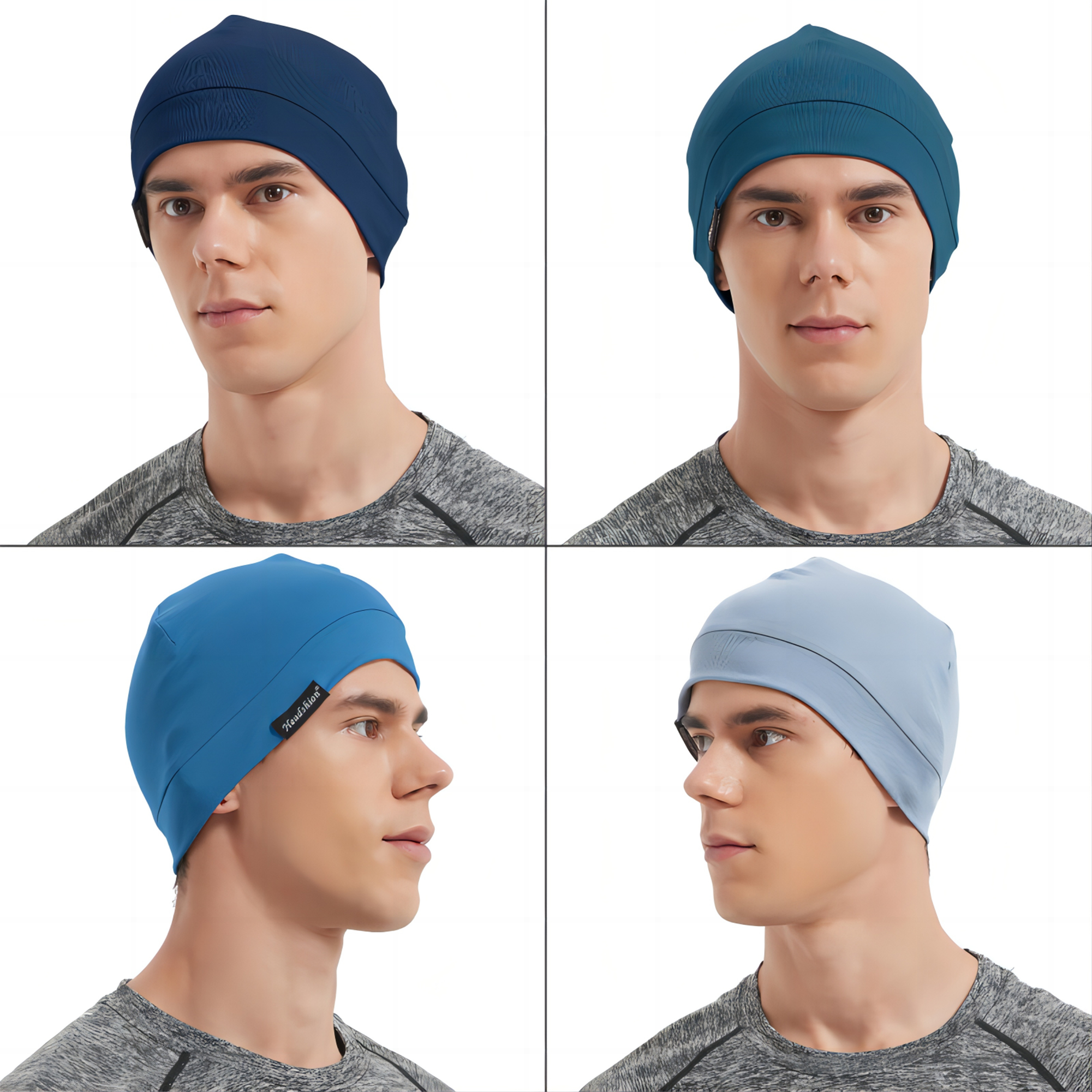 Headshion Cotton Beanie Skull Cap, 4 Pack Double Layered Sleep Hat