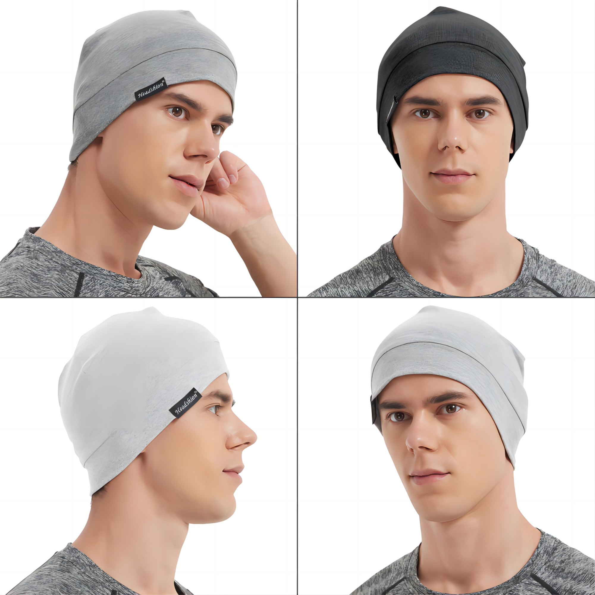Headshion Cotton Beanie Skull Cap, 4 Pack Double Layered Sleep Hat