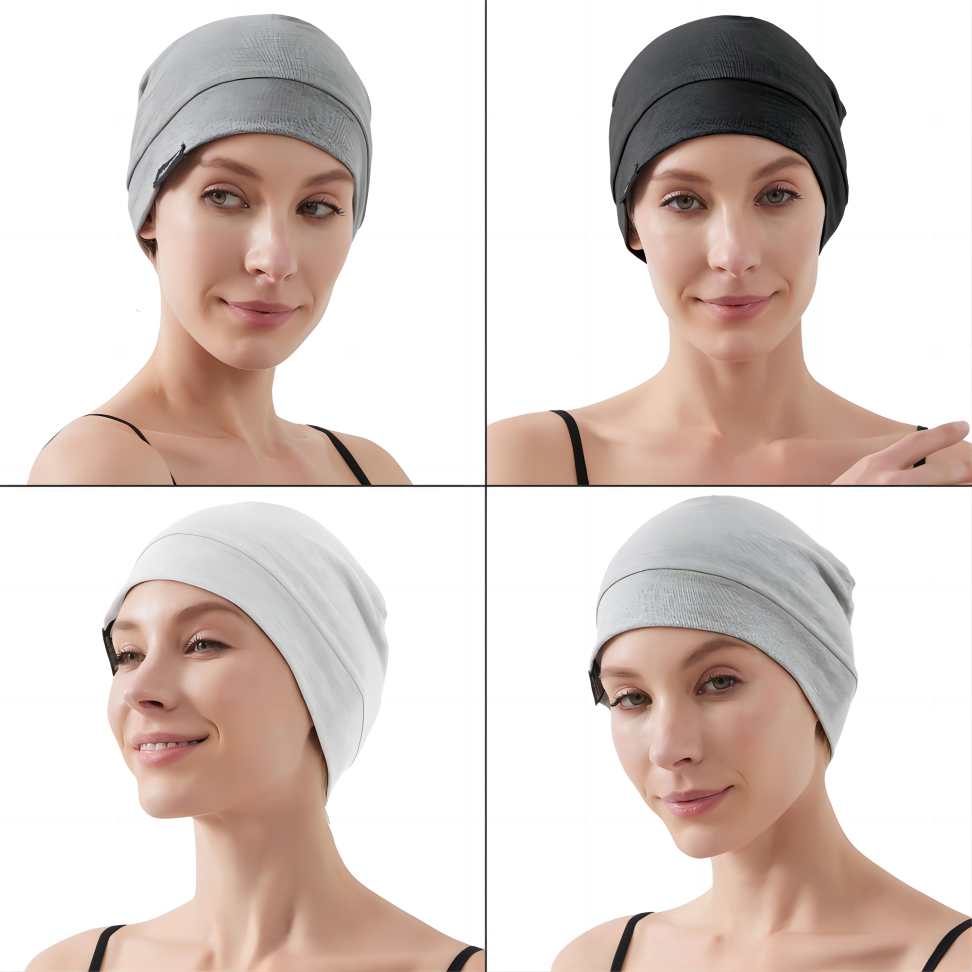 Headshion Cotton Beanie Skull Cap, 4 Pack Double Layered Sleep Hat