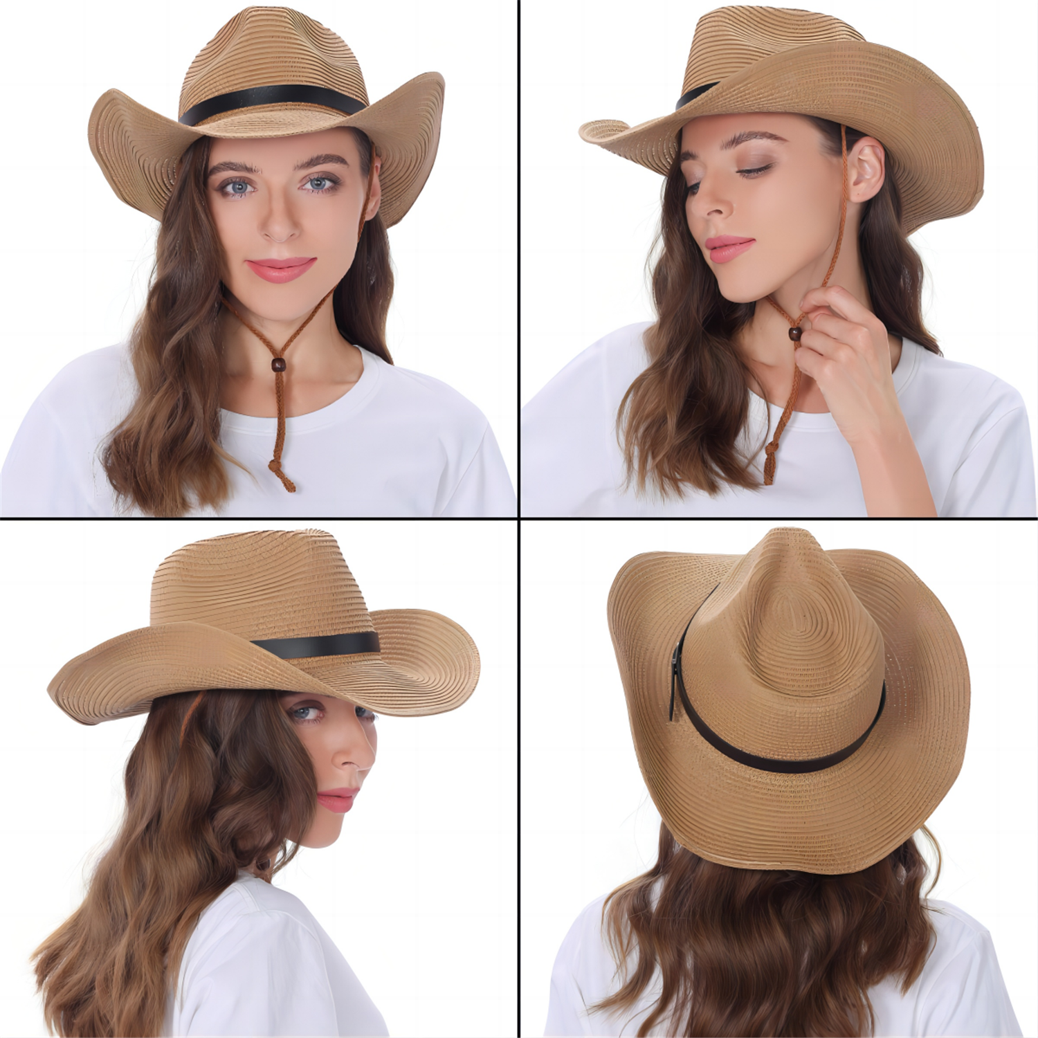 Straw Cowboy Hat, Packable Straw Visor