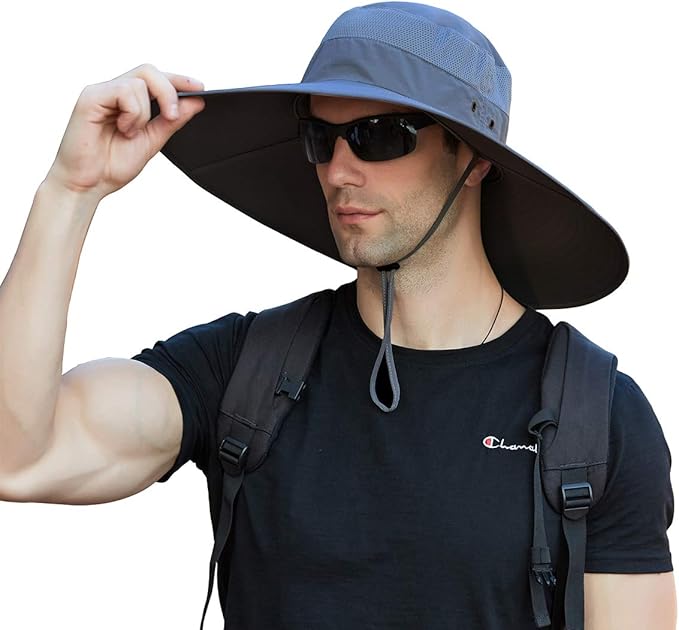 Wide Brim Bucket Hat UPF50+ Waterproof Sun Hat for Fishing Hiking Camping