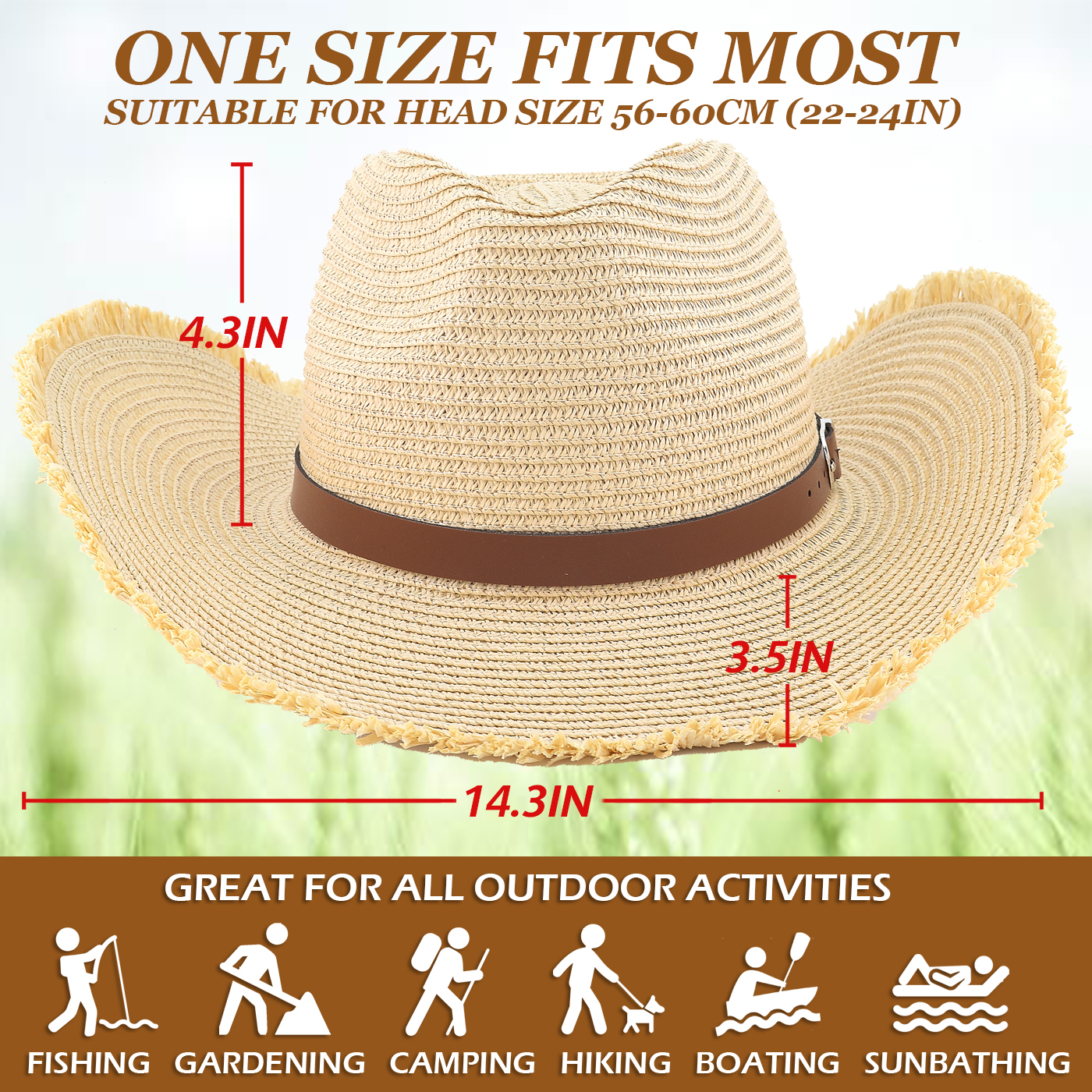 *Straw Cowboy Hat, Packable Straw Visor