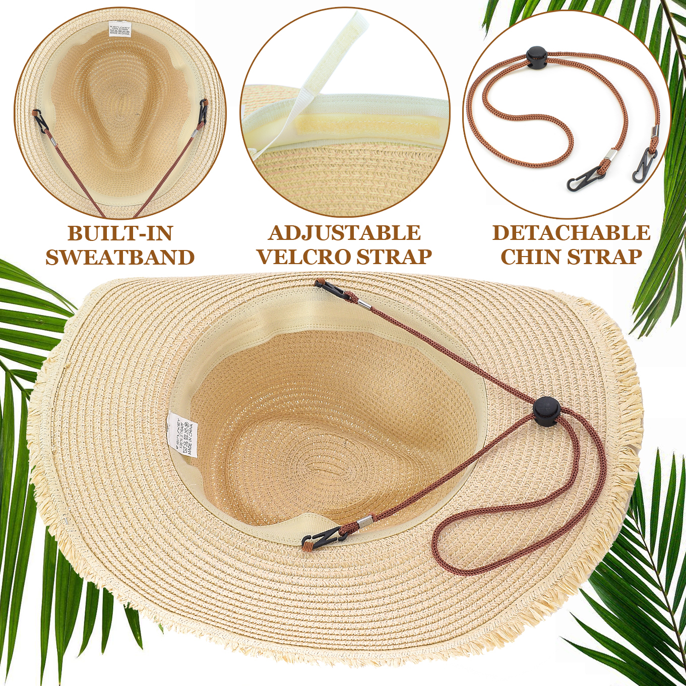 *Straw Cowboy Hat, Packable Straw Visor