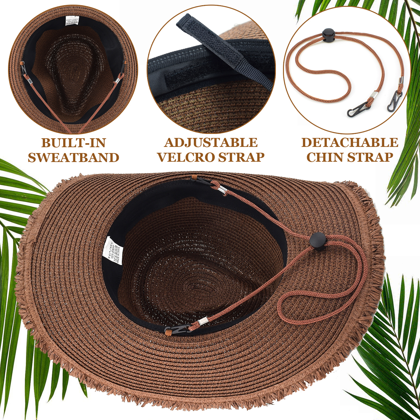 *Straw Cowboy Hat, Packable Straw Visor