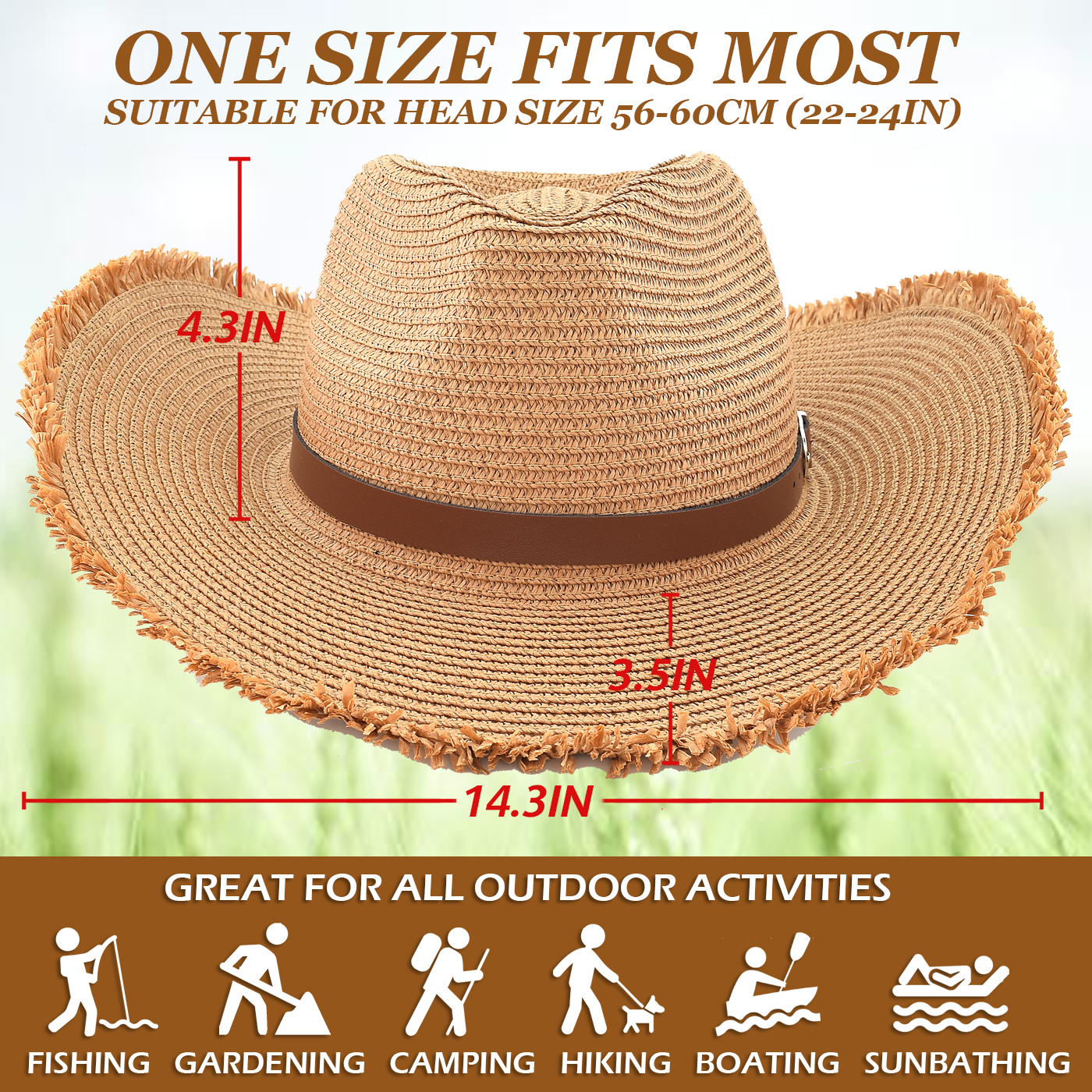 *Straw Cowboy Hat, Packable Straw Visor