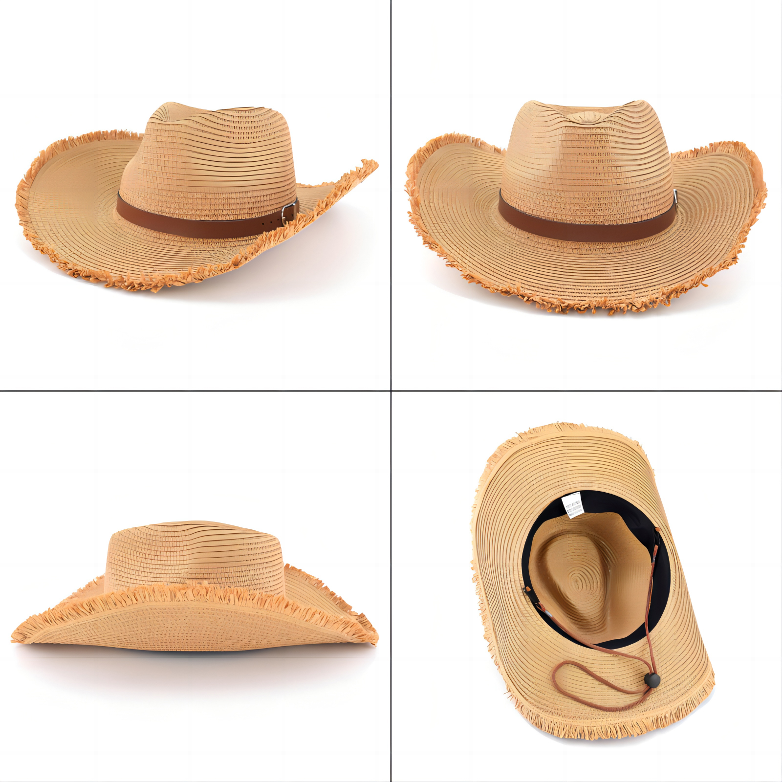 *Straw Cowboy Hat, Packable Straw Visor