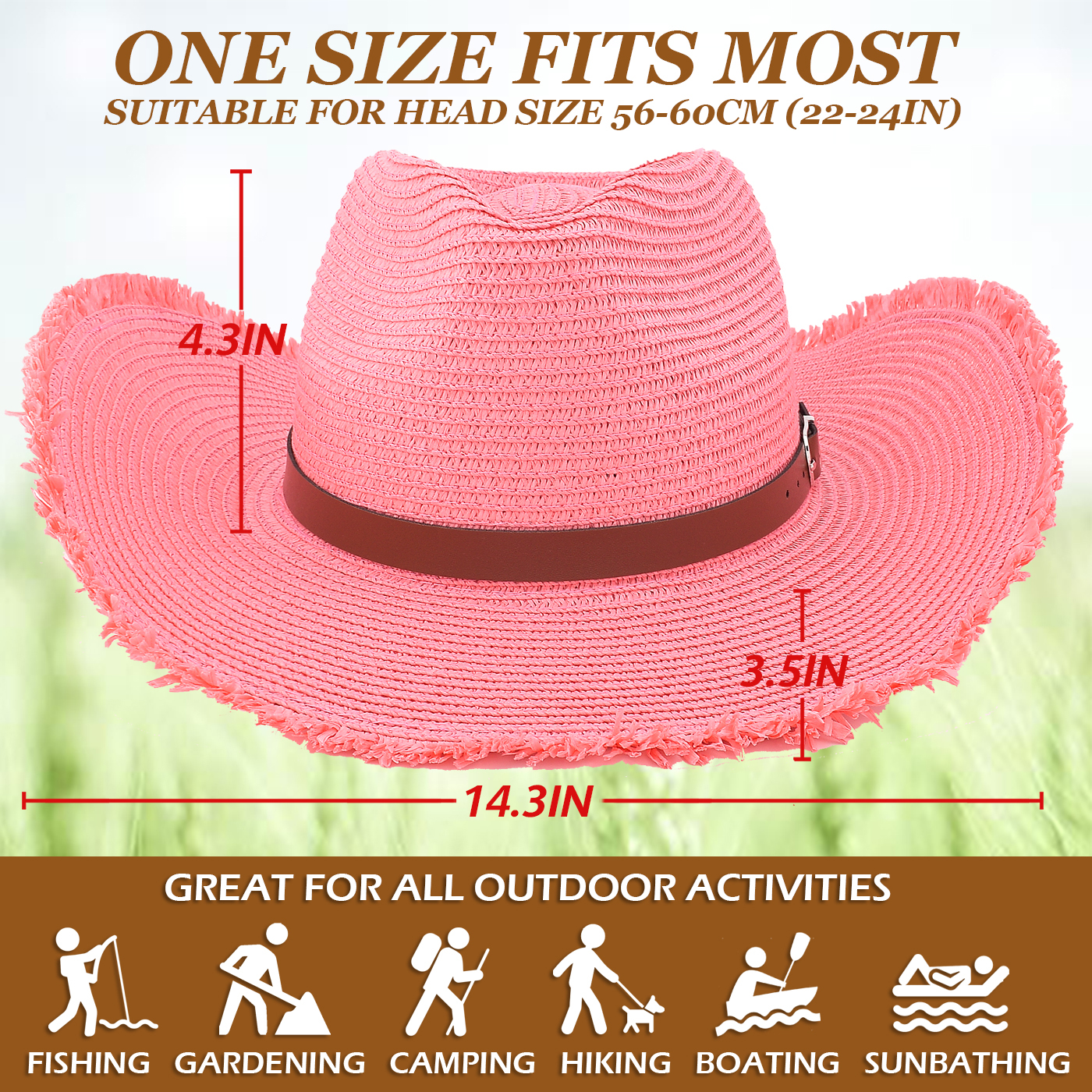 *Straw Cowboy Hat, Packable Straw Visor