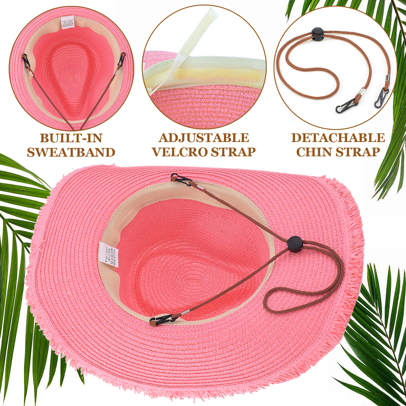 *Straw Cowboy Hat, Packable Straw Visor