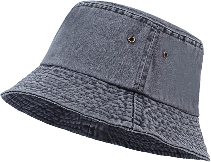 Washed Cotton Bucket Hats Packable Summer Outdoor Cap Travel Beach Sun Hat Plain Colors for Men Women