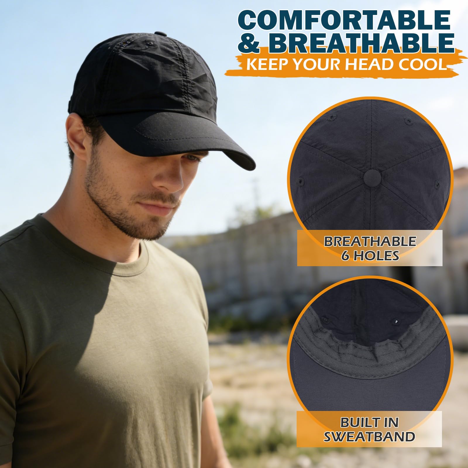 Baseball Sun Cap with Neck Flap, UPF 50+ Waterproof Sun Hat for Men Women