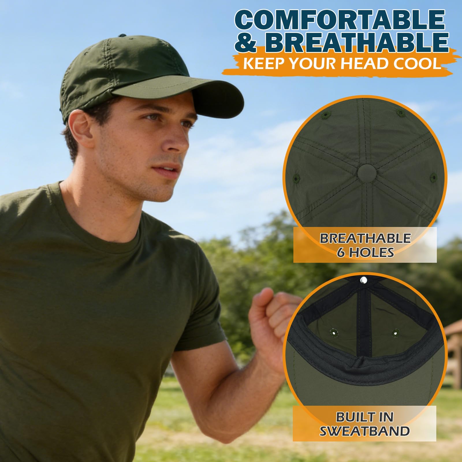 Baseball Sun Cap with Neck Flap, UPF 50+ Waterproof Sun Hat for Men Women