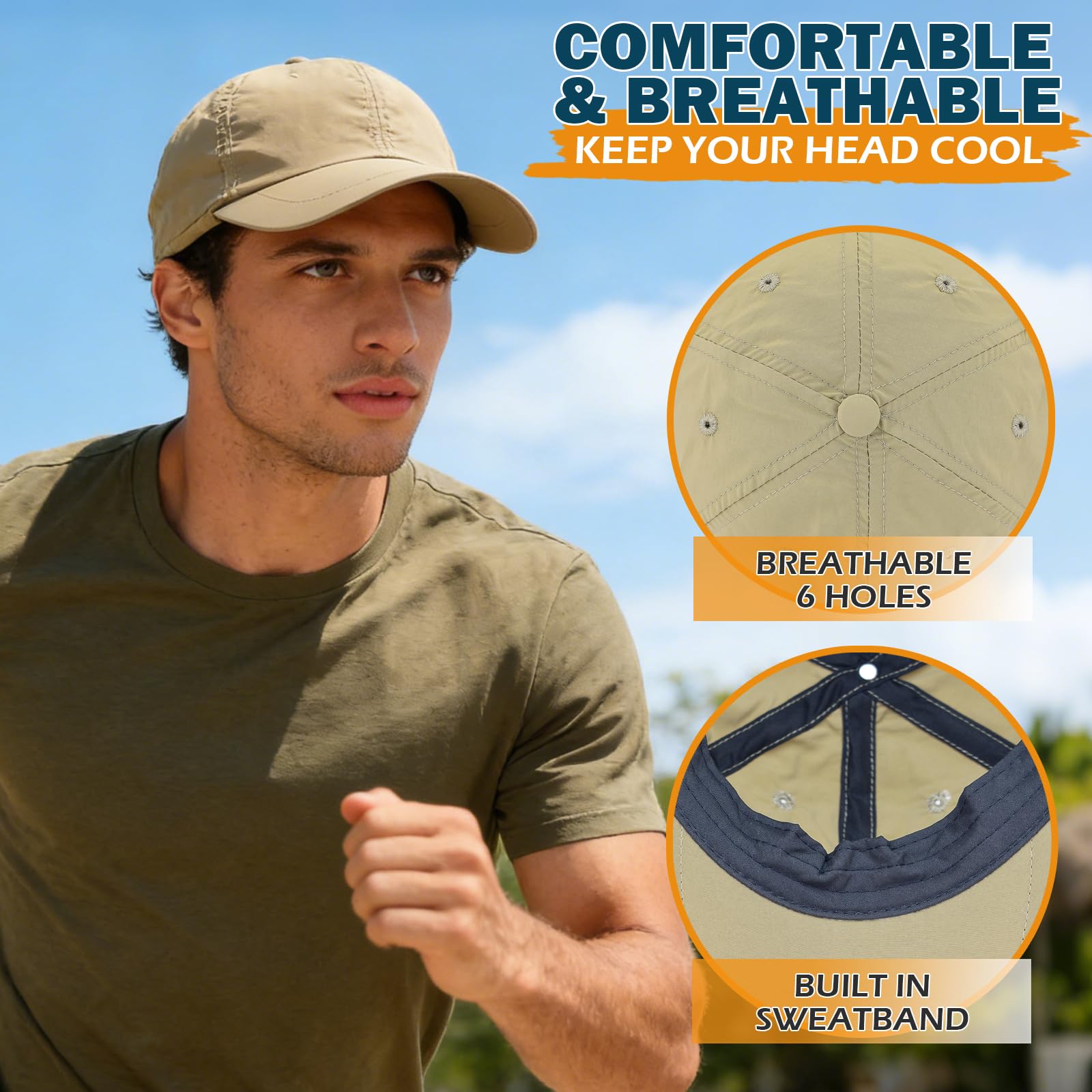 Baseball Sun Cap with Neck Flap, UPF 50+ Waterproof Sun Hat for Men Women