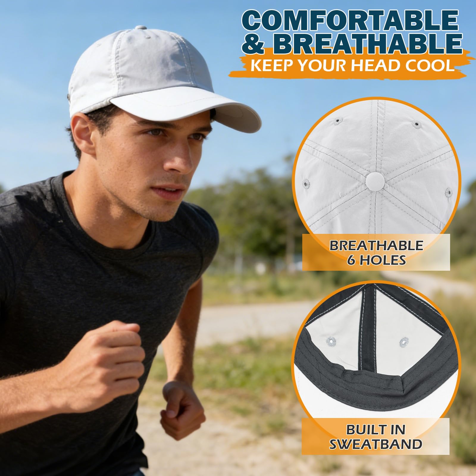 Baseball Sun Cap with Neck Flap, UPF 50+ Waterproof Sun Hat for Men Women