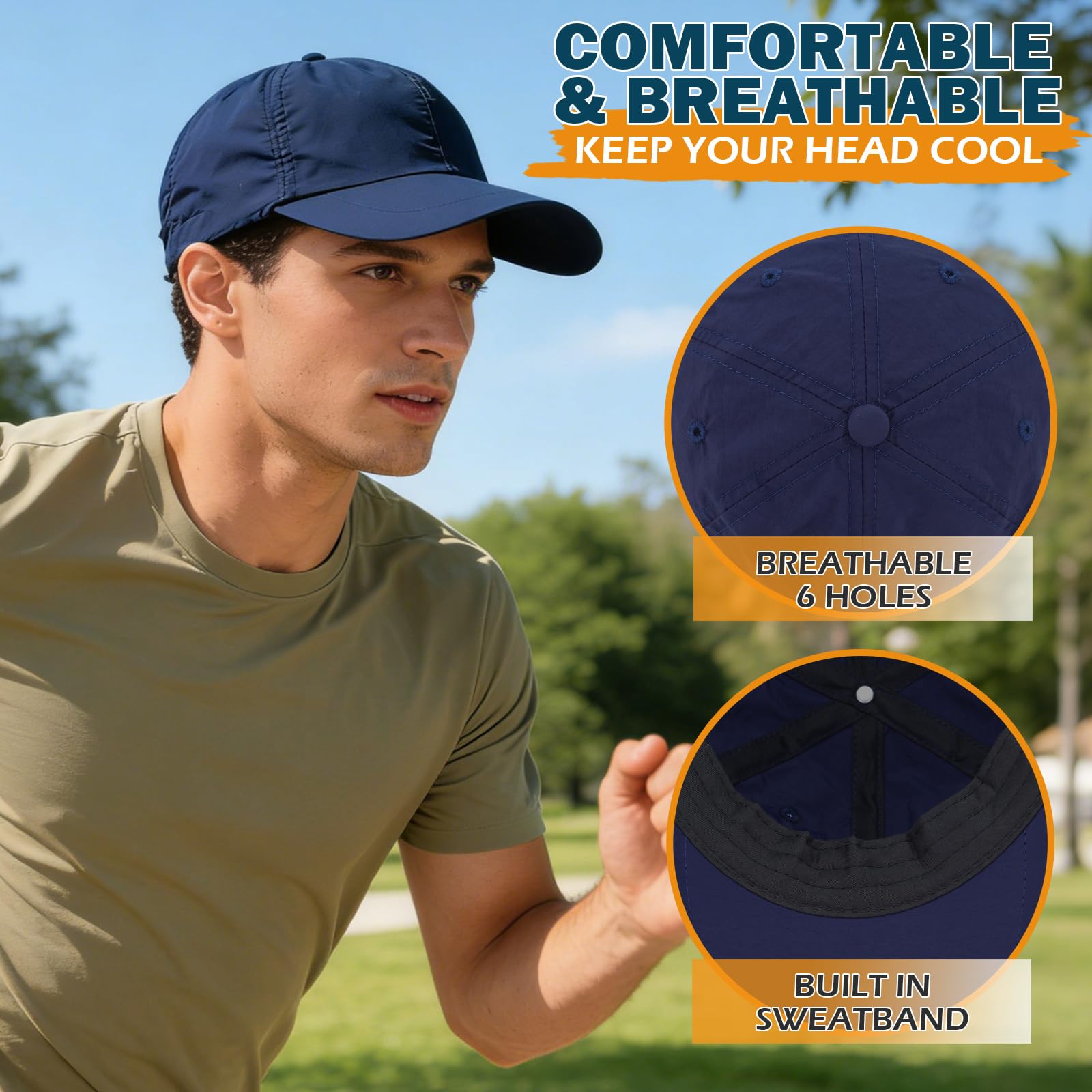 Baseball Sun Cap with Neck Flap, UPF 50+ Waterproof Sun Hat for Men Women