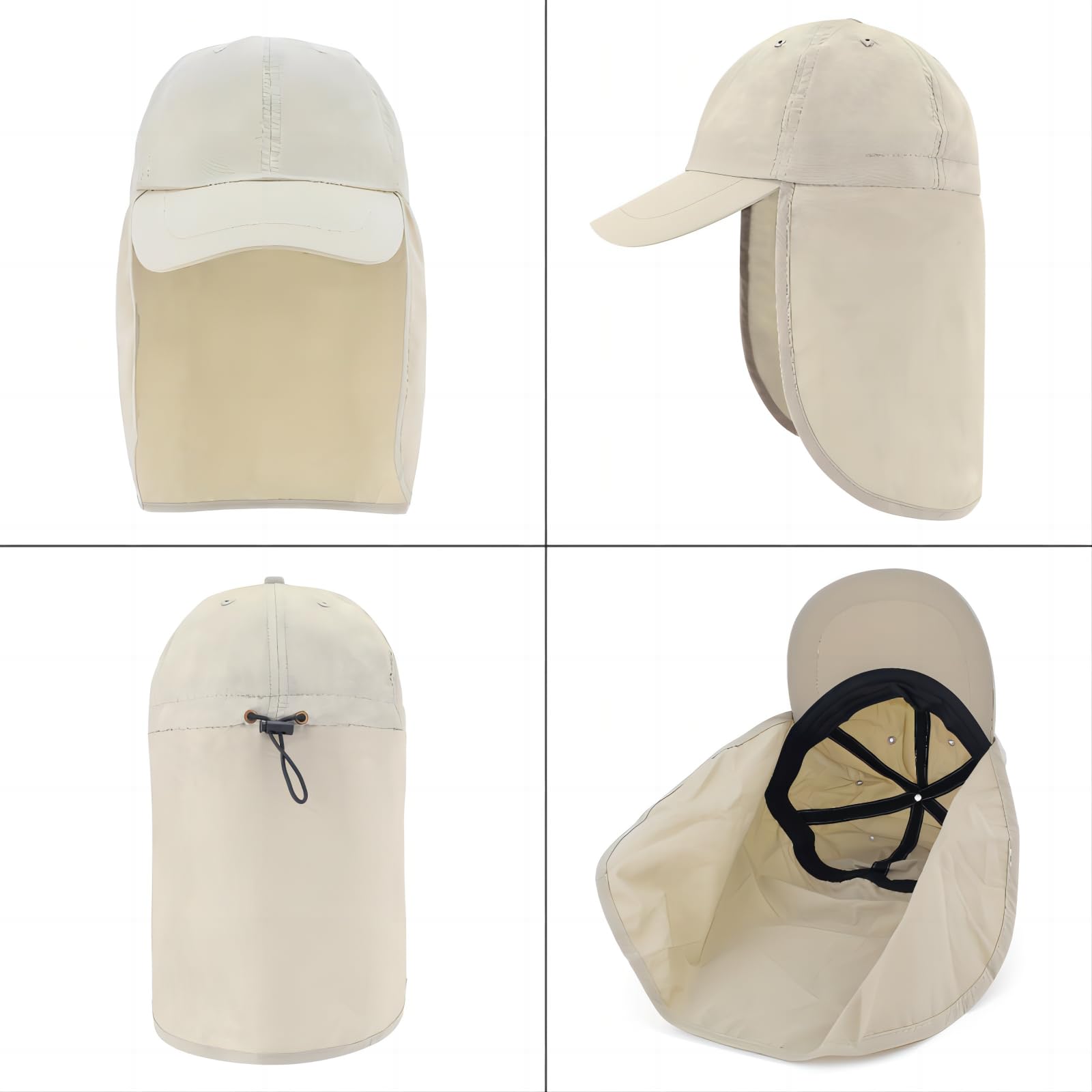 Baseball Sun Cap with Neck Flap, UPF 50+ Waterproof Sun Hat for Men Women