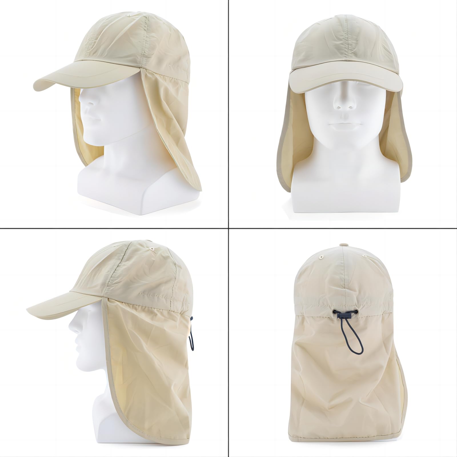 Baseball Sun Cap with Neck Flap, UPF 50+ Waterproof Sun Hat for Men Women