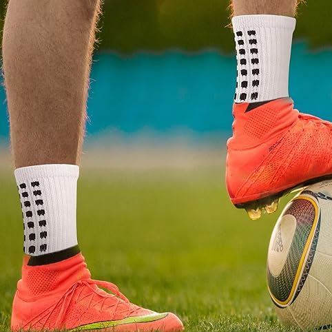 4-Pair Non-Slip Grip Socks for Men & Women - Football, Basketball, Soccer Sports Socks with Anti-Skid Technology