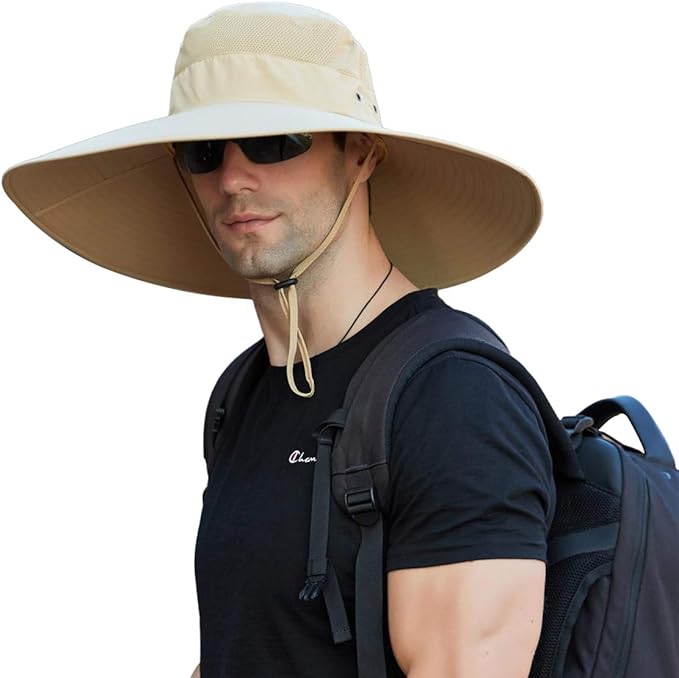 Wide Brim Bucket Hat UPF50+ Waterproof Sun Hat for Fishing Hiking Camping