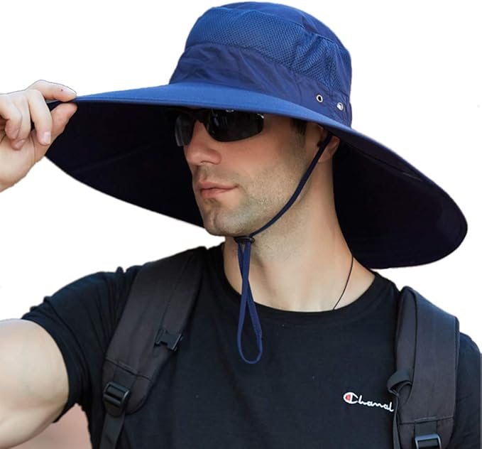 Wide Brim Bucket Hat UPF50+ Waterproof Sun Hat for Fishing Hiking Camping