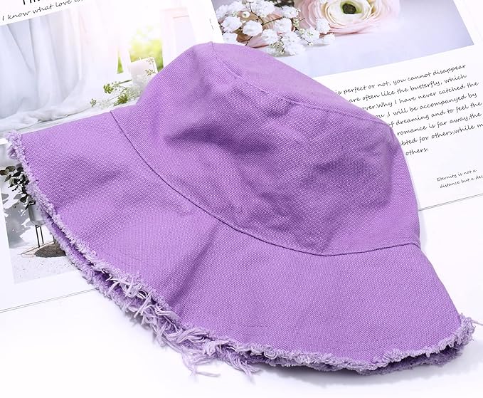 Sun Hats for Women Summer Casual Wide Brim Cotton Bucket Hat Beach Vacation Travel Accessories