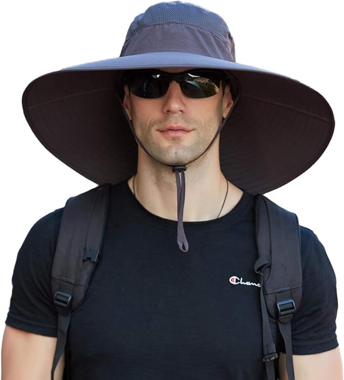 Wide Brim Bucket Hat UPF50+ Waterproof Sun Hat for Fishing Hiking Camping
