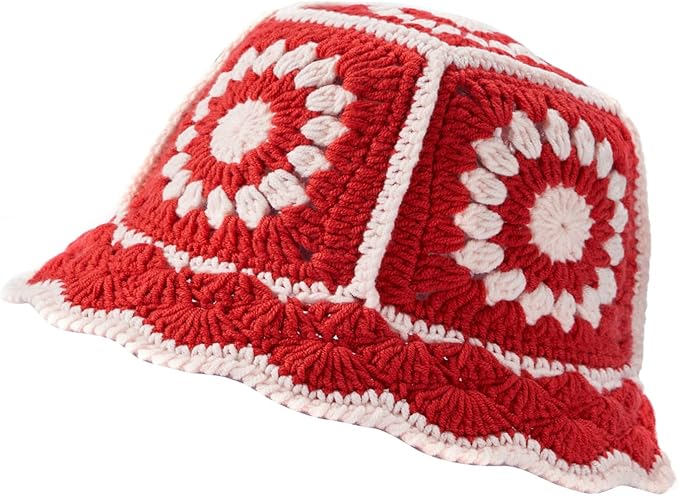 Crochet Bucket Hat for Women Knit Handmade Foldable Floppy Beach Hat Fashion Cute Comfy and Casual