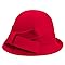 Women Solid Color Winter Hat 100% Wool Cloche Bucket with Bow Accent