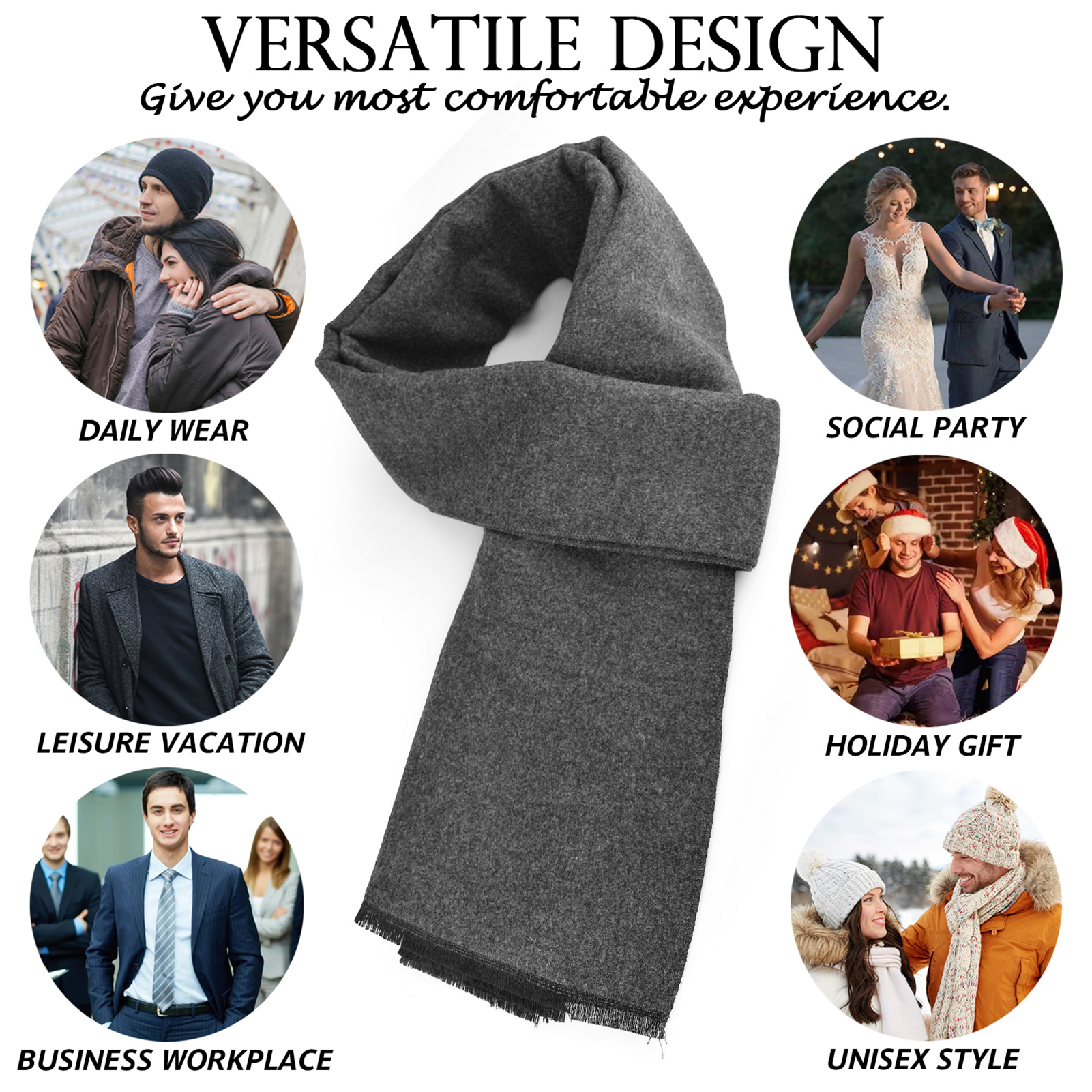 2-Pack Solid Scarf For Men And Women