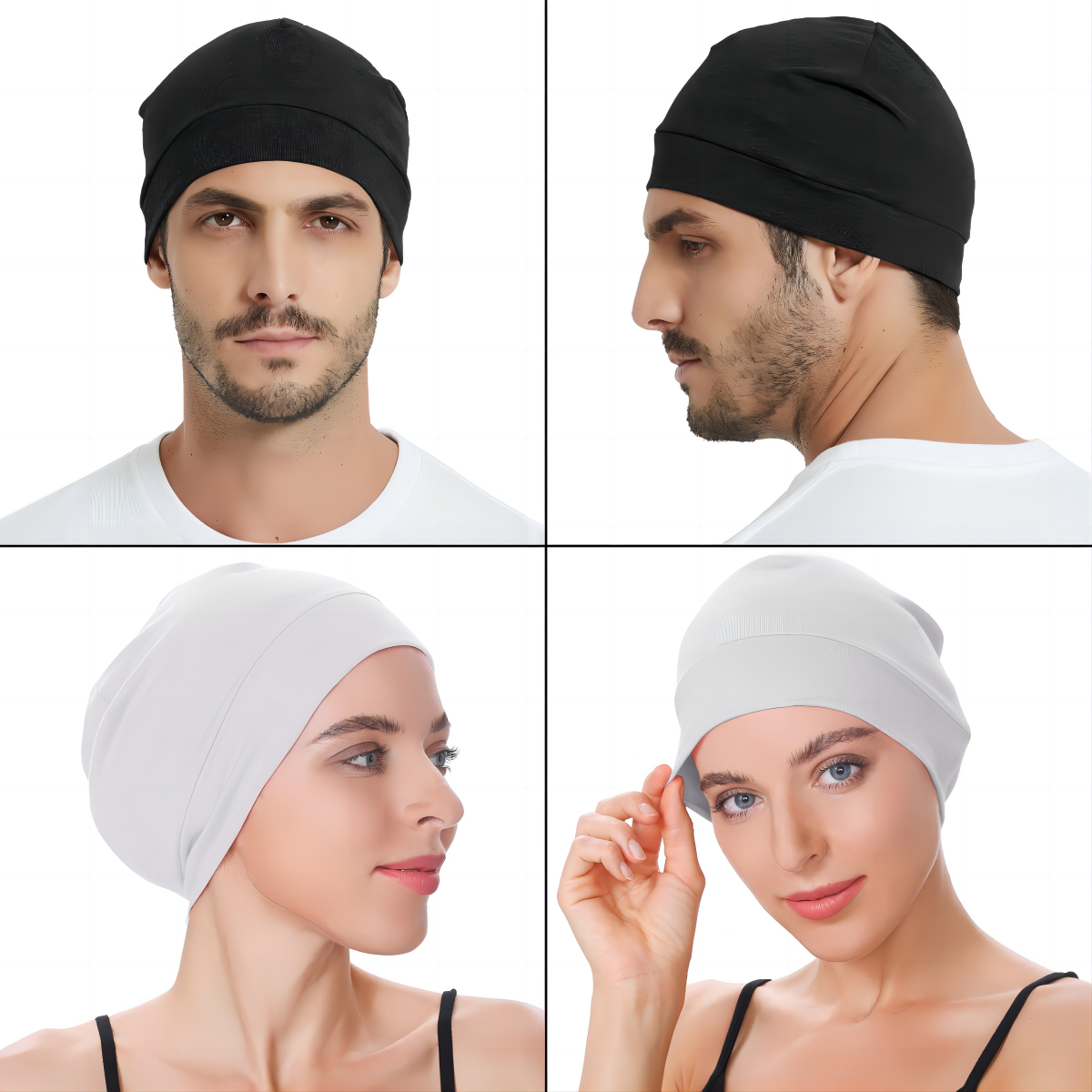 4 Pack Cotton Skull Caps for Men & Women