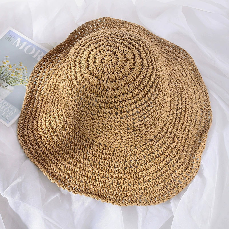 Women's Wide Brim Straw Sun Hat – Floppy Foldable Fedora Beach Hat for Summer, Travel, Packable UV Protection