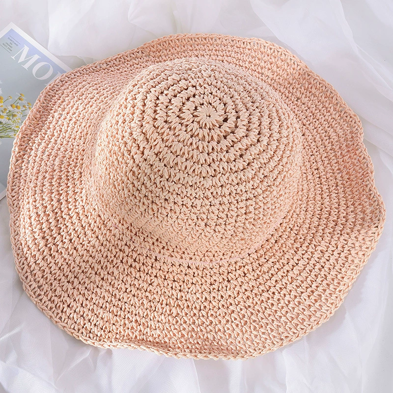 Women's Wide Brim Straw Sun Hat – Floppy Foldable Fedora Beach Hat for Summer, Travel, Packable UV Protection
