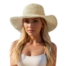 Women's Wide Brim Straw Sun Hat – Floppy Foldable Fedora Beach Hat for Summer, Travel, Packable UV Protection