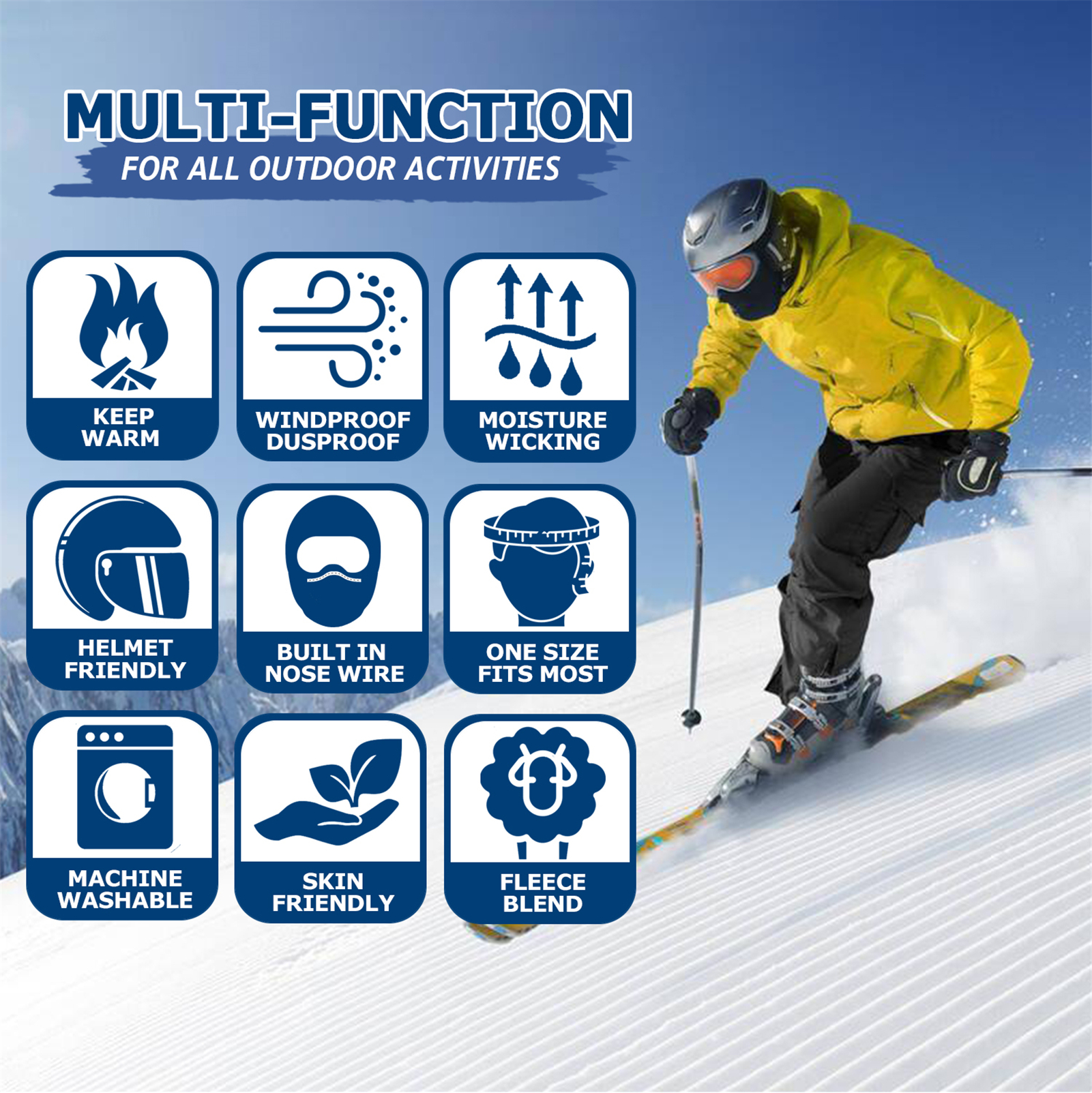 2-Pack Fleece Balaclava Ski Mask with Nose Wire-EINSKEY