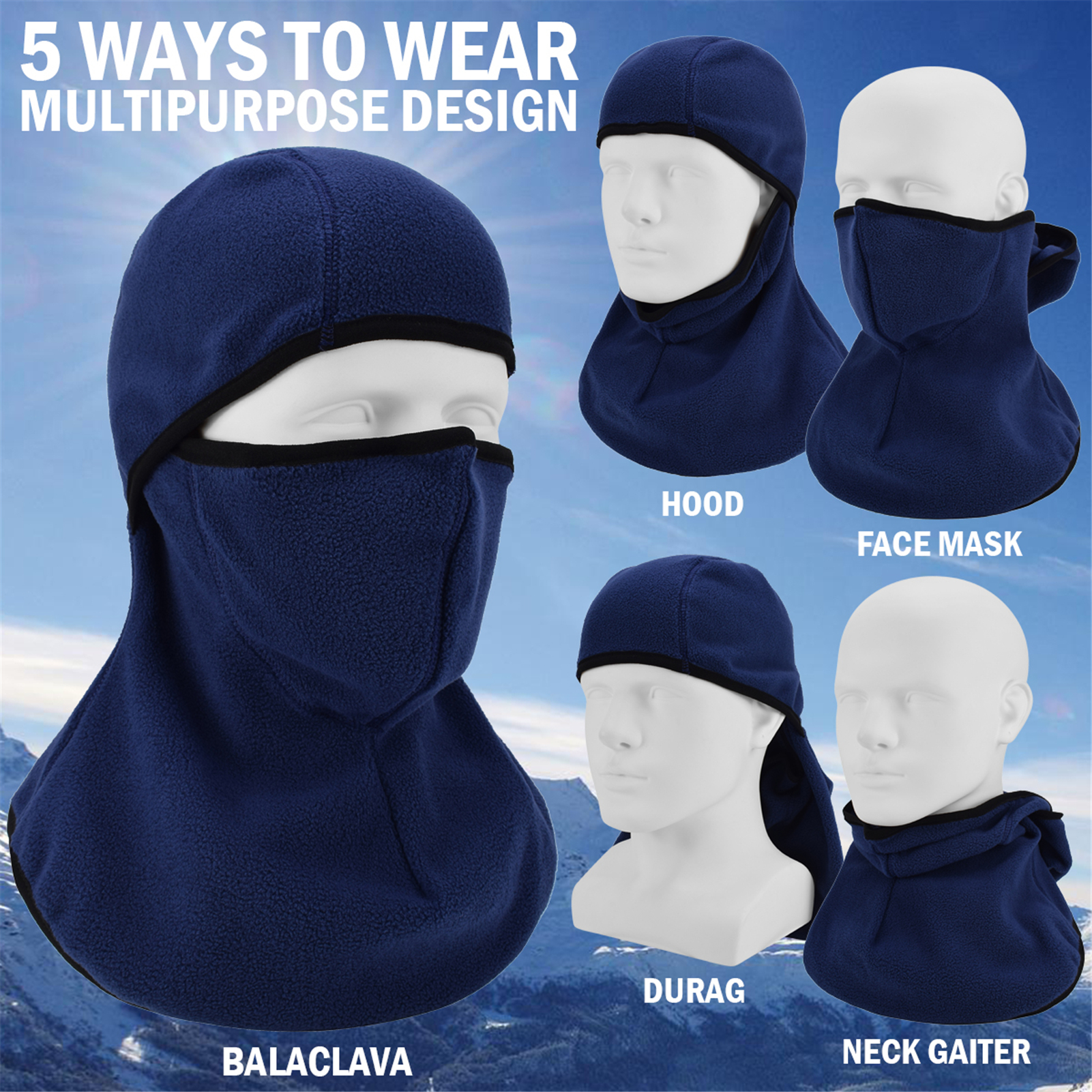 2-Pack Fleece Balaclava Ski Mask