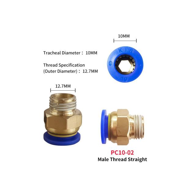 Tronxy 3D Printer Parts Pneumatic Connector for Clay Series- PC10-02 and PC10-03 (5 Pairs)