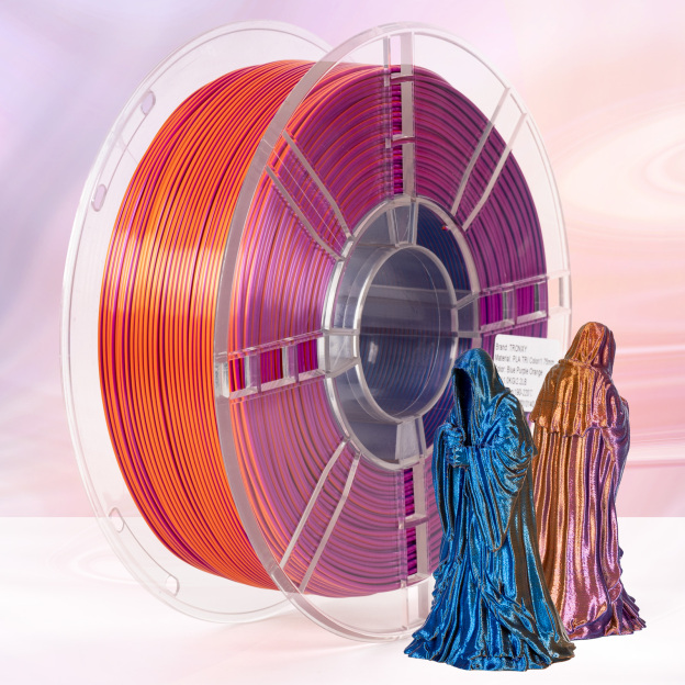TRONXY 1.75mm 3D Printer Filament Silk Blue-Purple-Orange 3 Color Extrusion 1KG Spool (+/-0.03mm)，1kg/2.2lbs