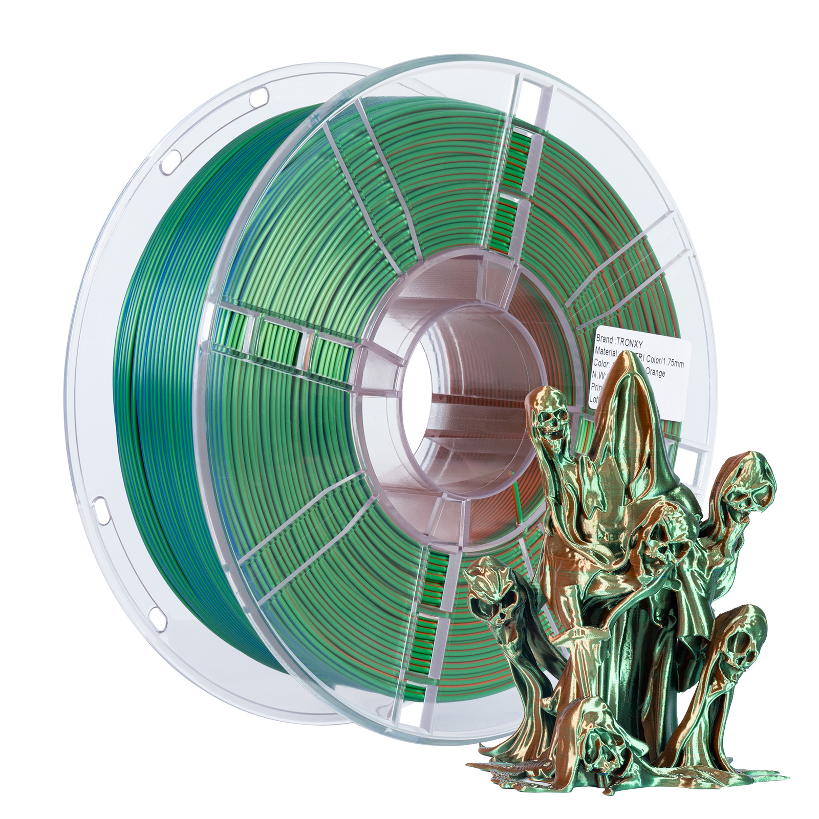 TRONXY 1.75mm 3D Printer Filament Silk Orange-Green-Blue 3 Color Extrusion 1KG Spool (+/-0.03mm)，1kg/2.2lbs