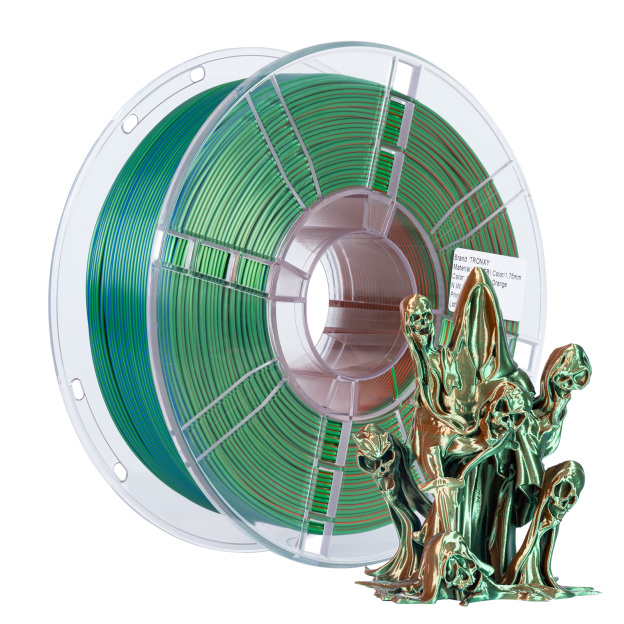 TRONXY 1.75mm 3D Printer Filament Silk Orange-Green-Blue 3 Color Extrusion 1KG Spool (+/-0.03mm)，1kg/2.2lbs